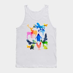 Abstract watercolor animals, rainbow colors Tank Top